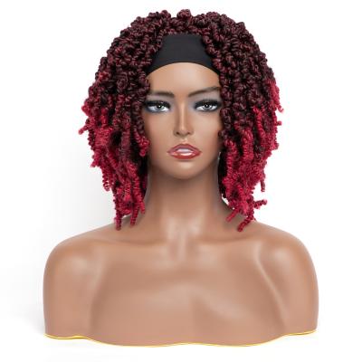 China Regular Synthetic Red Twist Color Burgundy Hairband Hair Wigs Makeup Wave Braided Wig For Afro Color Women for sale