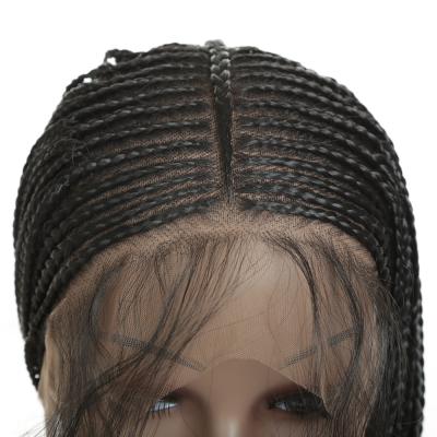 China High quality futura braided lace front wig regular wave long 32 inch synthetic hair lace front braided wigs for sale