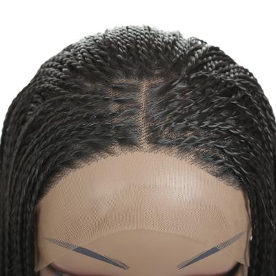 China 32 Inch Hot Sale Handmade Braided Lace Wig Regular Color Wave Black African Braided Box Front Lace Wigs for sale