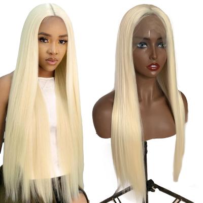 China Silky Straight Wave 40 Inch Blonde Human Hair Wigs 613 Full Lace Wig Platinum Peruvian Blonde Hair Wigs for sale