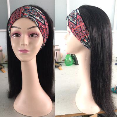 China Wholesale Wig 100 Wave Remy Silky Straight Brazilian Human Hair 18 Inches Bone Straight Headband Wig for sale