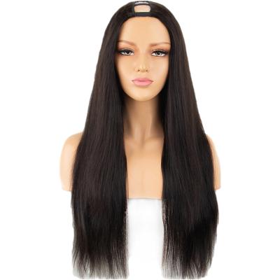 China Factory price u part wig silky straight straight raw wave hair cuticle aligned natural black brazilian virgin hair human hair wigs for sale