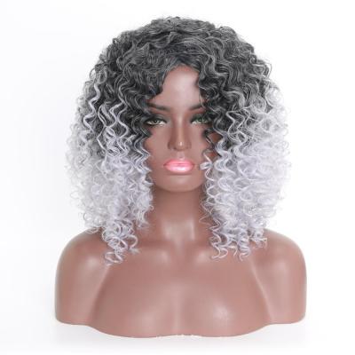 China Wholesale Deep Wave Gray Wigs For Color Women Curly Synthetic Wigs Heat Resistant Wig for sale