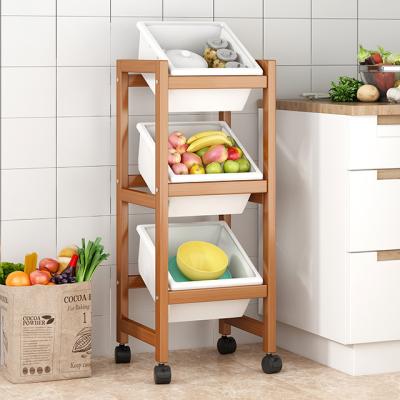 China Haichuan Kitchen Storage Basket Cart Kitchen Storage Rack Kitchen Sundries Storage 3 Layers for sale