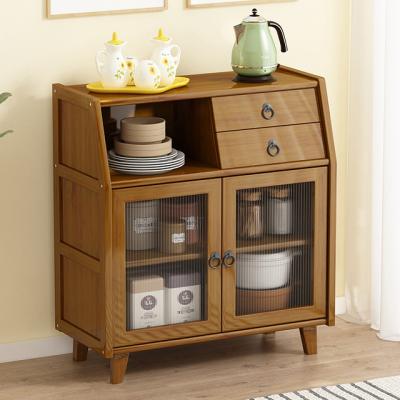 China HaiChuan Smooth Universal Buffet Shelf Modern And Durable Popular Bamboo Shelf With 3 Doors Buffet Storage Rack for sale