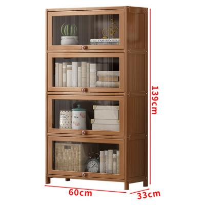 China Hall Modern Bamboo Door Storage Coffee Shelf Haichuan Shelf Living Room Cabinet Bamboo Book Shelves for sale