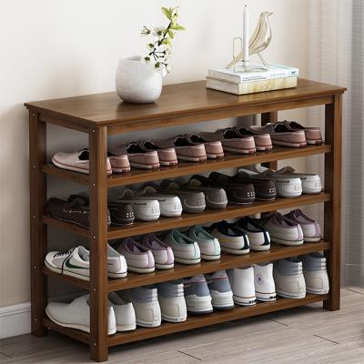 China (Other) Haichuan Set 5 Layer Cheap Adjustable Bamboo Shoe Rack Stool Family Shoe Storage Rack Long 100CM for sale