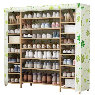 China Pink Stripe Metal Oxford Fabric Organizer Convertible Home Portable Storage Cabinet Scarpiere Shoe Racks Shelves for sale