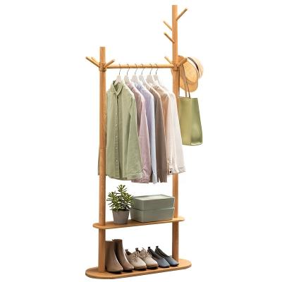 China Haichuan style coat hanger multi-functional bamboo double pole convertible rack manufacturers direct supply for sale