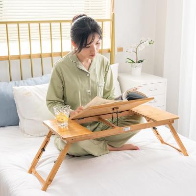 China Haichuan Laptop Table Lap Computer Desk Bamboo Bed Foldable Multifunctional Bamboo Folding Tray for sale