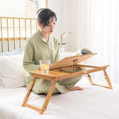 China Haichuan Folding Bed Tray Bamboo Foldable New Products Office Foldable Adjustable Laptop Desk Bed Study Table For Home for sale