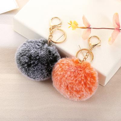 China BM1111 Gift Wholesale Fluffy Ball Promotion Faux Rabbit Fur Key Chain Pom Pom Keychain For Women for sale