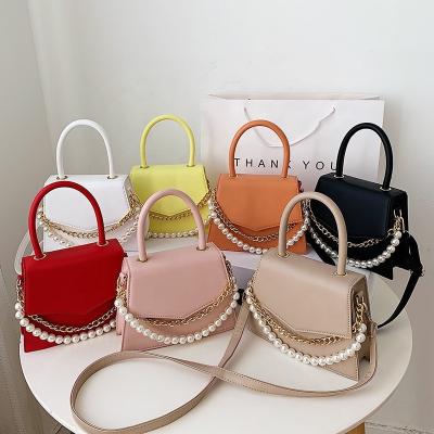 China BM9276 2021 fashion trend design purses women bead small shoulder handbag chain square bags for sale