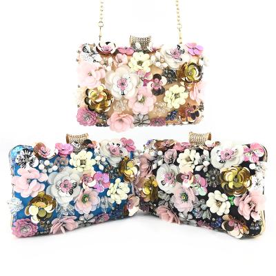 China BM5013 Fashion Hand Make Full Flower Women Mini Handbag Purse Evening Clutch Bag Lady Clutch Hard Box for sale