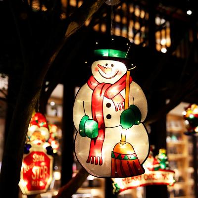 China Xmas Christmas Decoration Supplies Led Hanging Window Suction Cup Lights Snowman Christmas Tree Event Party Supplies for sale