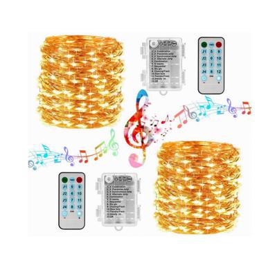 China New Product 3AA Battery Wire Art Deco Romantic Battery Copper Waterproof Remote Control Voice Control Music Fairy String Light 8modes for Christmas Party Decoration for sale