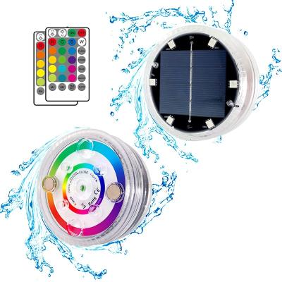 China Sports Stadiums RTS High Brightness IP68 LED Solar Submersible Pool Light for Party Fountain Tub Pond Stake Garden for sale