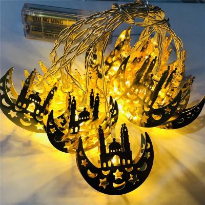 China Muslim Moon Shaped Decorative Light String Ramadan Home Decor String Lights Eid Mubarak Kerosene Lamp Home Decor LED for sale