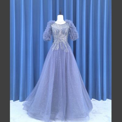 China New Ladies Prom Dress 2022 Anti-Static Luxury Sexy Elegant Sequin Lace Blue Even Dress for sale