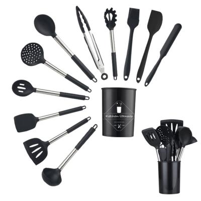 China Viable Silicone Tube Handle Kitchen Utensils 14 Pieces Cooking Spatula High Temperature Resistance Kitchen Tools for sale