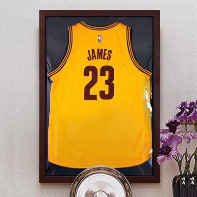 China Simplicity Modern Custom High End Basketball Series Jersey Wall Mounted Solid Wood Uniform Photo Frame for sale