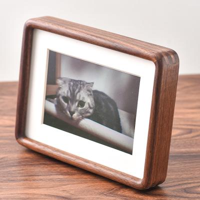 China Modern Simplicity Art Framed Solid Wood Picture Frame Hand Polished Black Walnut Teak Picture Frame for sale