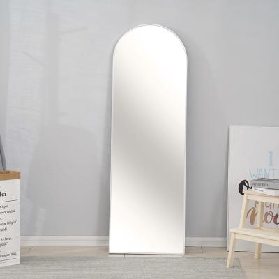 China Modern Minimalist Metal Frame 65x23.62 Inch Arched Full Body Mirror Right Angle Floor Mirror for sale