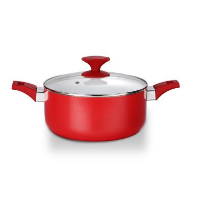 China 24 cm White Ceramic Coating Nonstick Base Induction Sustainable Aluminum Casserole Cookware Set For Kitchenware for sale