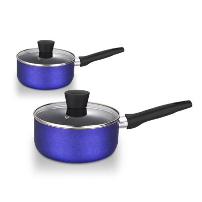 China Hot Sale Canada Induction Bottom Blue Durable Nonstick Coating Press Viable Pan And Pot Cookware Sets Aluminum For Kitchen for sale