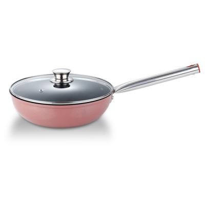 China Traditional 24CM Aluminum Non - Stick Coating Forged Deep Frypan With Induction Bottom Cooking Pan for sale