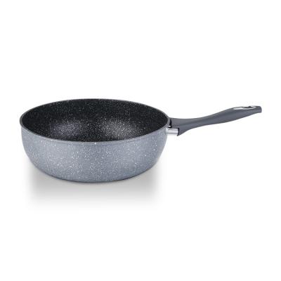 China 26cm Traditional Marrble Aluminum Durable Nonstick Stone Coated Induction Bottom Forged Wok Cookware for sale