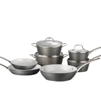 China Durable Aluminum Cookware Forged Set With Ceramic Coating Stainless Steel Hard Anodized Accessaries for sale