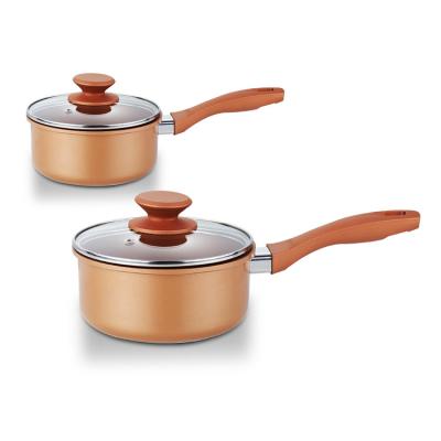 China Factory Price 18cm Bakelite Handle Sauce Pan Aluminum Pot Cookware For Sustainable Durable Copper Nonstick Coating Kitchen for sale