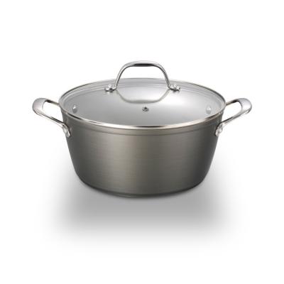 China Hot Sales Durable Non-Stick 30 Cm Ceramic Coated Hard Anodized Induction Base Aluminum Pressed Casserole Cookware Set for sale