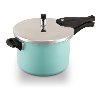 China Sustainable 5L Kitchen Aluminum Ware Hard Anodized Pressure Cooker With Soft Touch Light Blue Bakelite 22CM for sale