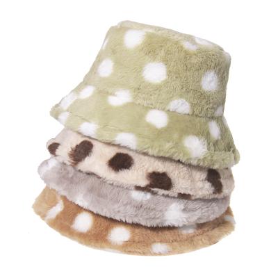 China Soft.comfortable autumn winter keep warm faux stitch furcolorful jacquard with plaid full color bucket hat beanie hat for sale