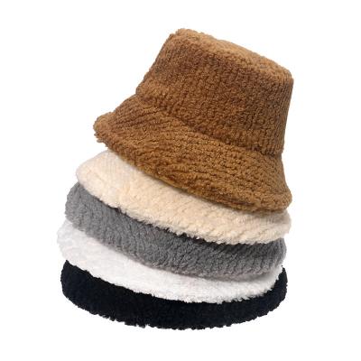 China Lightweight .soft .comfortable autumn winter keep warm faux fur jacquard with plaid rope stripe thick color bucket hat beanie hat full for sale