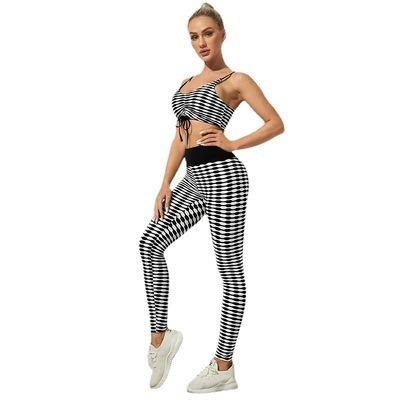 China Breathable Women Personality Suit Yoga Ladies Sweatshirt Quick-Drying Striped Clothes for sale