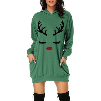 China Anti-wrinkle Winter Length Hoodie Popular Lady Christmas Deer Long Sleeve Pullover New High Quality Medium Copy for sale