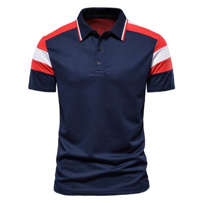 China Fashionable Polo Shirt Men's Polo Shirt Stitching Color Personality Lapel Short Sleeve Casual QUICK DRY for sale