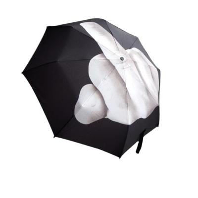 China Minimalist Customized Promotional Three Fold Umbrella Middle Finger Umbrella Finger Umbrella for sale