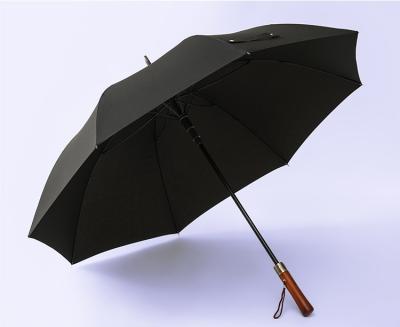 China Retro Minimalist Business Custom Handle Umbrella Solid Wood Long Handle Golf Umbrella for sale