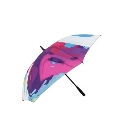 China Promotion Daily Use Pattern Custom Printed Digital Printing Straight Handle Golf Umbrella for sale