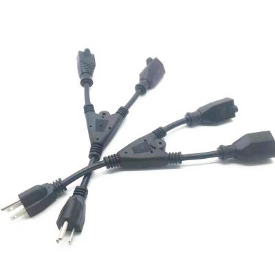 China Home Appliance OEM American Standard NEMA 3P 5-15P To 2x 5-15R Y Splitter Power Extension Cord for sale