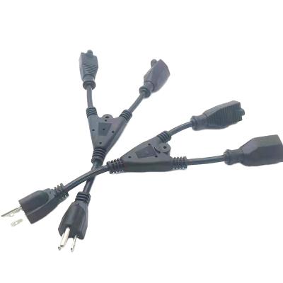 China COMPUTER Power Cord One Termination Manufacturer OEM American Standard NEMA 3P 5-15P To 2x 5-15R Y Splitter Power Extension Cord for sale