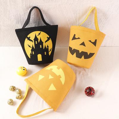 China Wholesale Bucket Halloween Candy Canvas Cotton Bag Gift Candy Canvas Bucket Bag For Kids for sale