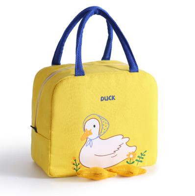 China Waterproof Cartoon Duck Lunch Bag For Women Kids School Mini Worker Small Polyester Lunch Bag Cooler Bag for sale