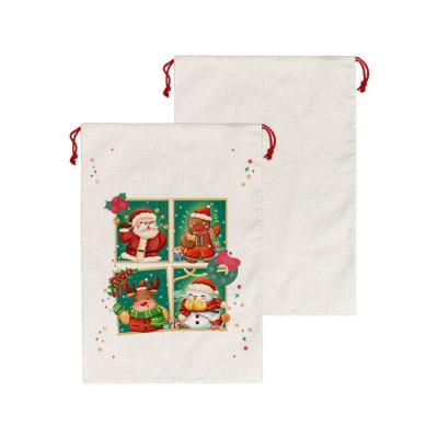 China TWIN 2022 new Christmas printing small gift cotton double twine bag eco-friendly drawstring bag for sale