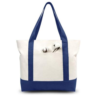 China Wholesale Customized Recycled Handled Cotton Zip Canvas Tote Shopping Bag With Logo for sale