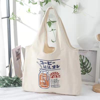 China 2022 Large Letter Vest Classic Grocery Handbag Ladies Women Cotton Washable Canvas Handled Tote Shopping Bag for sale